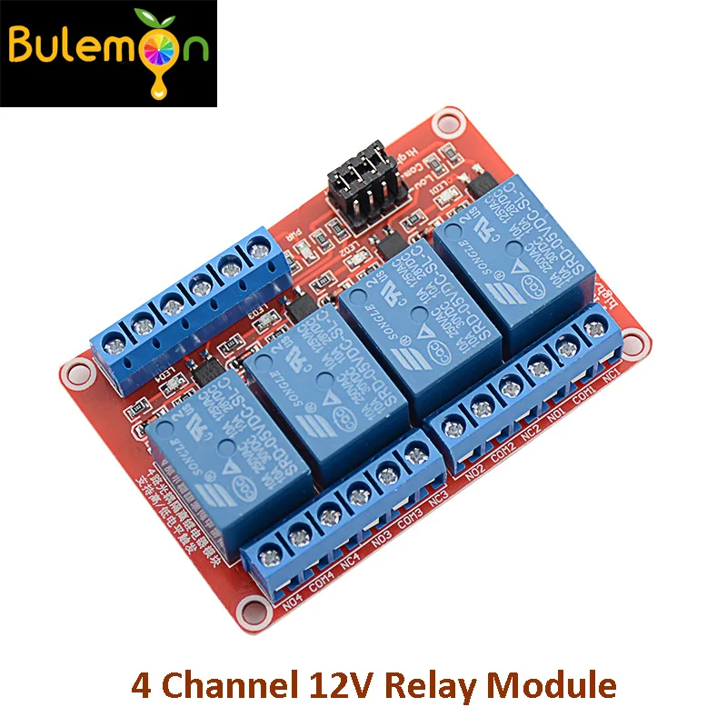 

5pcs/lot 4 Channel 12V Relay Module With Optocoupler Support High And Low Level Trigger