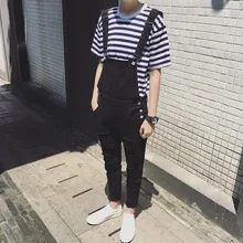 Mens Fashion Schwarz Weiß Overall Für Männer Casual Strumpf Hosen Gerade Beiläufige Lange Herren Overalls Frühling Herbst Kleidung