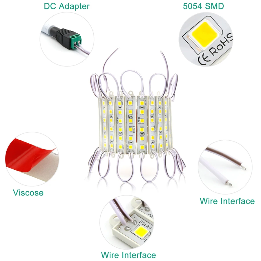 Super Bright SMD 5054 LED Module Light 6LEDs DC12V Waterproof Store Window Lights LED Advertisement Module Lights (Warm White) (112)