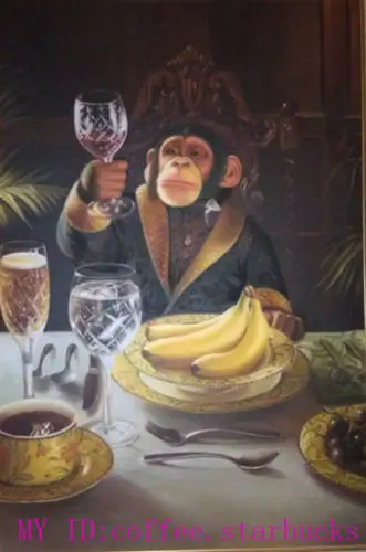 

Art Repro oil painting:"Monkey portrait at canvas" 24x36 Inch