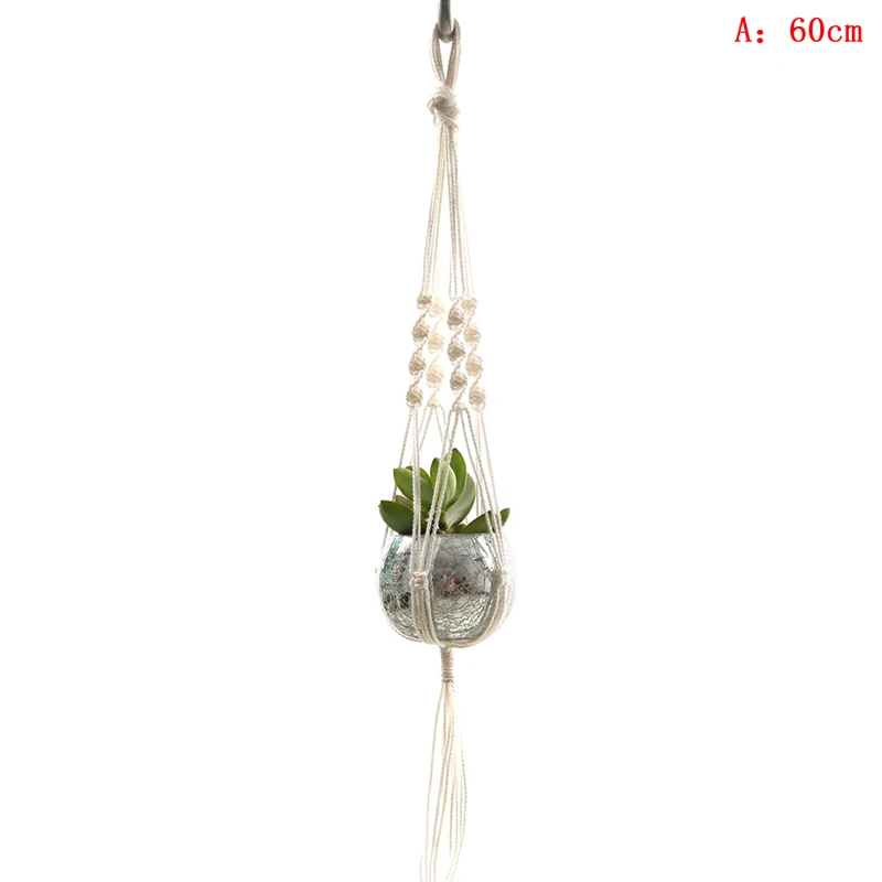 Vintage Macrame Plants Hanger Hook Flower Pot Holder String Hanging Rope Wall Art Home Garden Balcony Decoration - Цвет: A