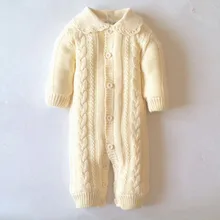 0-18M Knitted One-pieces Cotton Winter Baby Romper Long Sleeve Thick Warm Sweater For Boy Girl ABS-1551