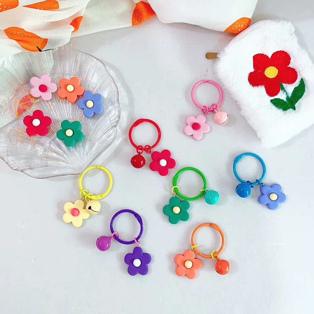 

1PC Trendy Cute Little Macaron Flower Keychain Key Holder Alloy Key Ring For Woman Girls Car Bag Keyring Gift Jewelry