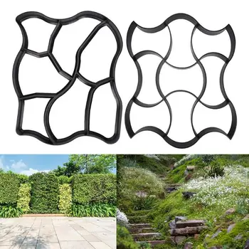 

2 Style Plastic DIY Garden Path Concrete Brick Tile Mold Paving Walkway Courtyard Road Concrete Pavement Tool