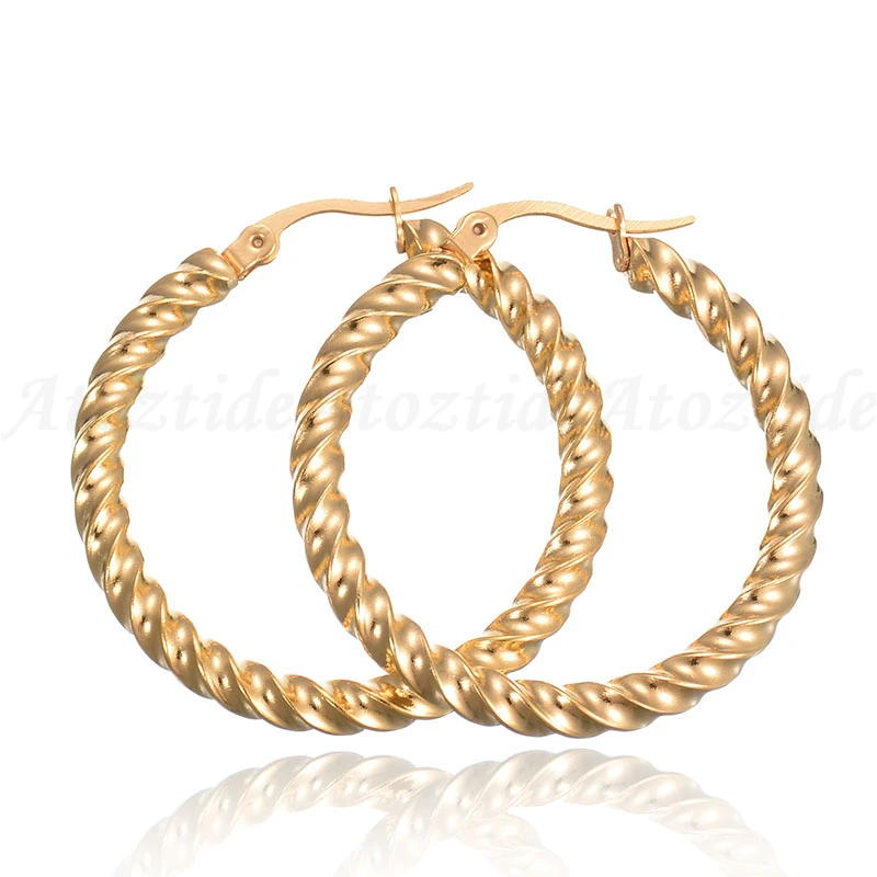 New-Trendy-Stainless-Steel-Hoop-Earring-For-Women-Girls-Punk-Jewelry-Gold-Color-Big-Twist-Loop (1)