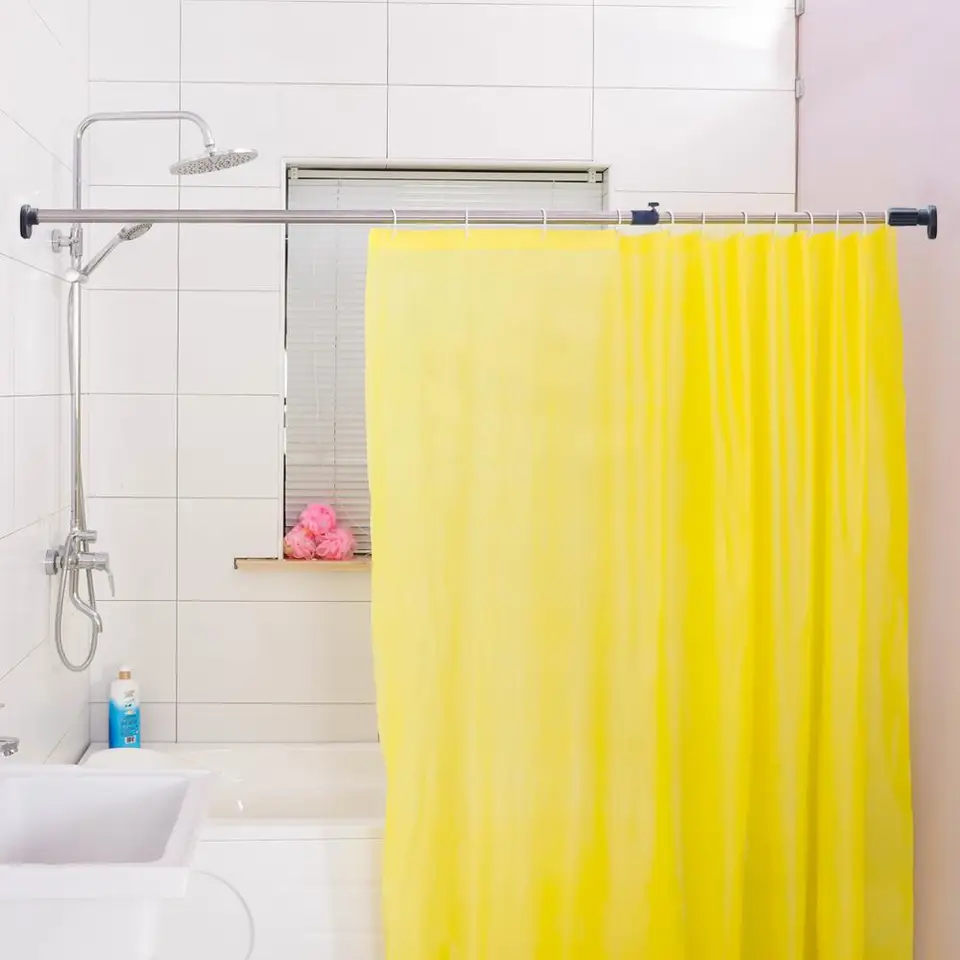 Expandable Bathroom Shower Curtain Rod Adjustable Stainless Steel