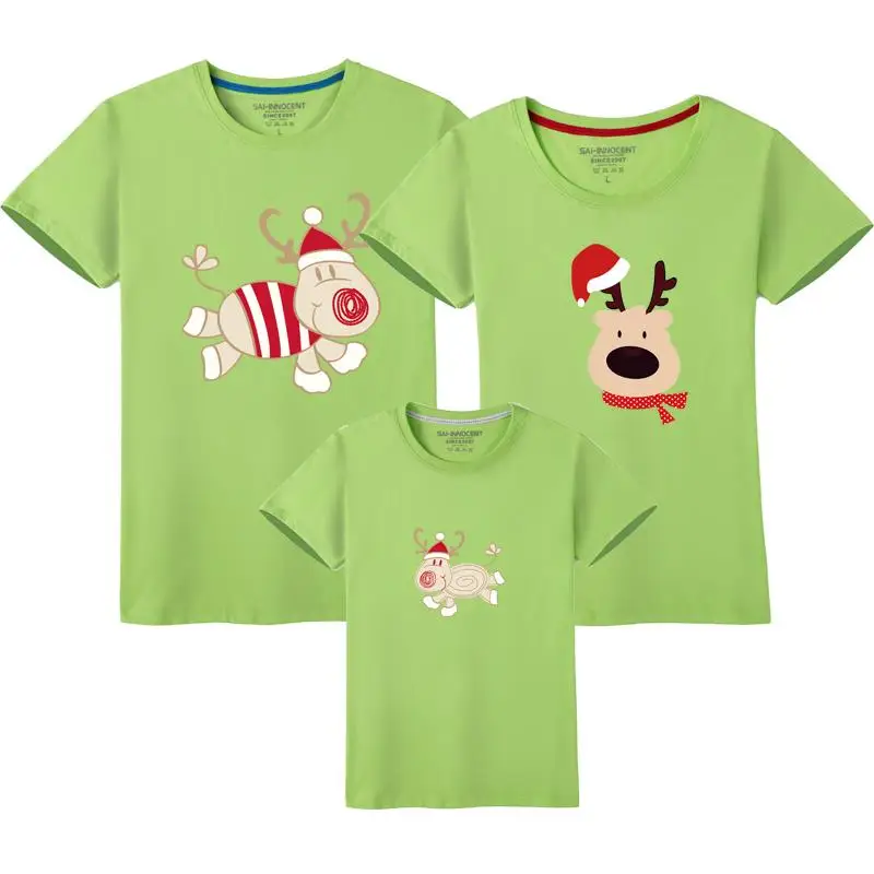 Рождественская семейная одежда с оленем для мамы и меня одинаковые комплекты одежды для семьи с героями мультфильмов футболка для мамы и дочки, папы и ребенка