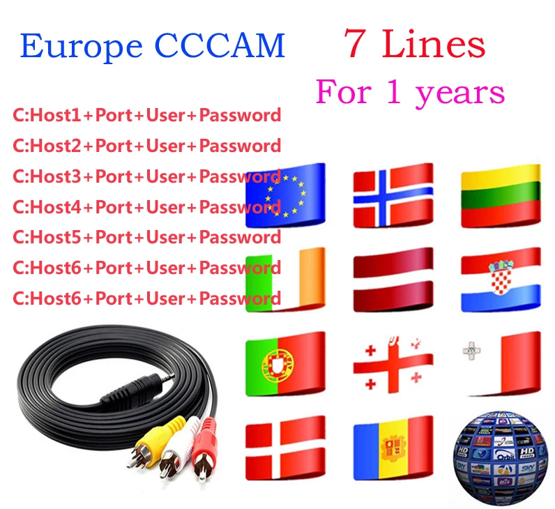 

Europe Spain Portugal Germany Poland French Cccam cline 1 year for DVB-S2 satellite receiver CCcam server europe channels 7 line