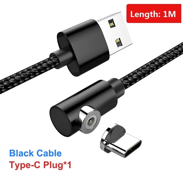 ACCEZZ Магнитный кабель Micro usb type C для iPhone X XS MAX XR 8 Магнитная Зарядка для samsung S10 Быстрая зарядка телефонный кабель шнур 2 м - Цвет: For Type-c Black 1M