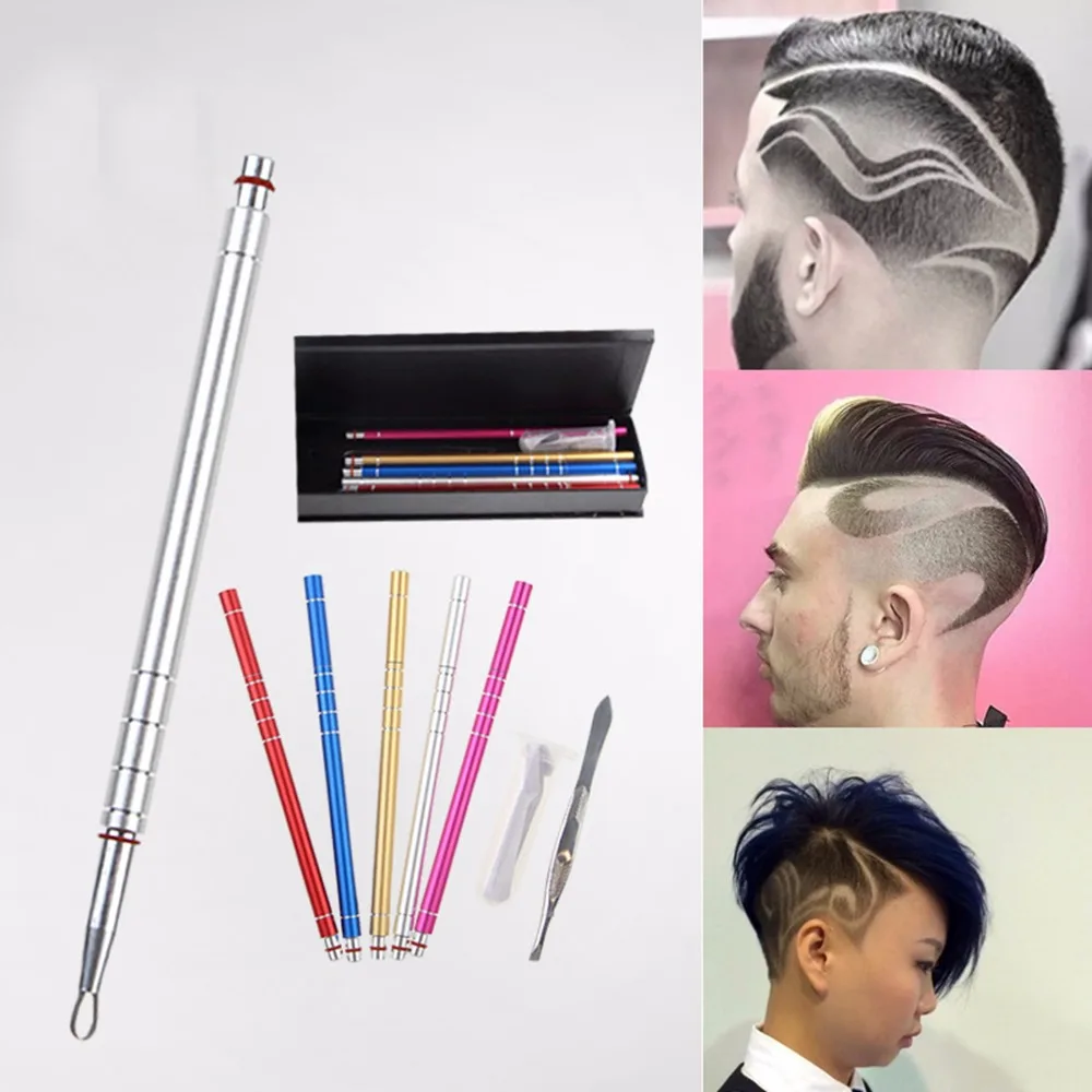 

1Set Hair Engraving Shaver Salon Engraved Pen Stainless Steel Hair Styling Eyebrows Beard 10 Blades Tools High Quality