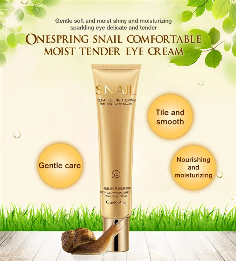 Creme para os Olhos Controle de Óleo Juventude sem Idade Venda Quente Caracol Anti Envelhecimento Rugas Círculos Escuros Hidratante Face Care 8 Cheap Hidratantes e cremes diários