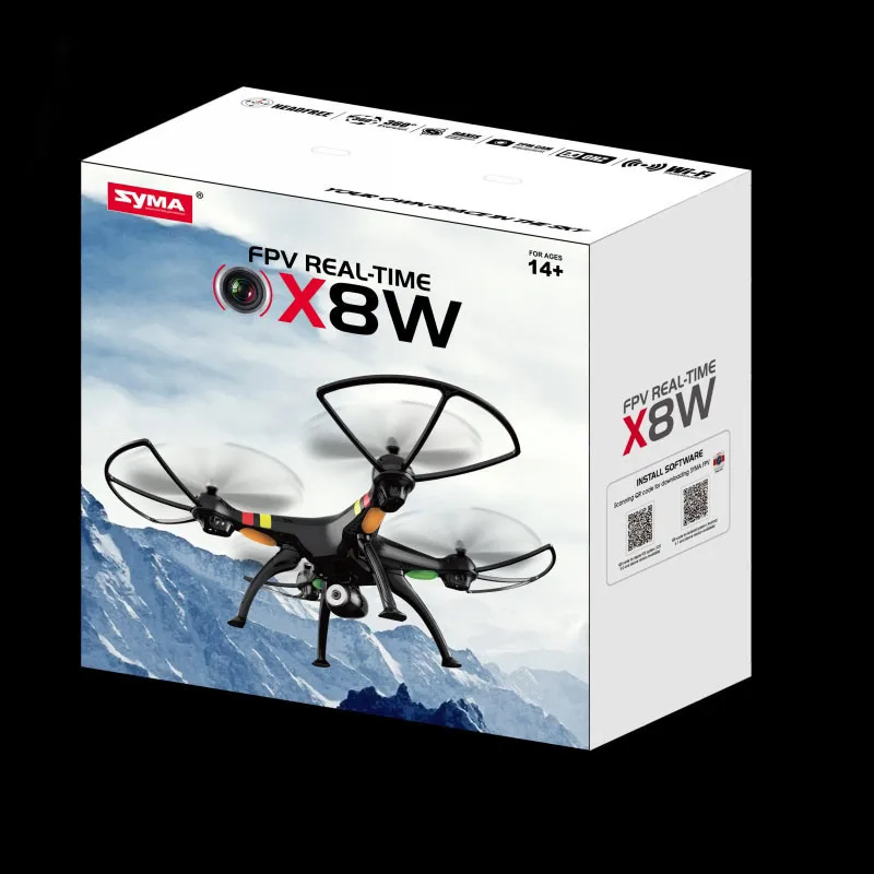 SYMA x8w Wi-Fi в режиме реального времени видео 2.4 г 4ch 6 оси предприятие с 2mp Широкий формат FPV-системы Камера RC Quadcopter RTF