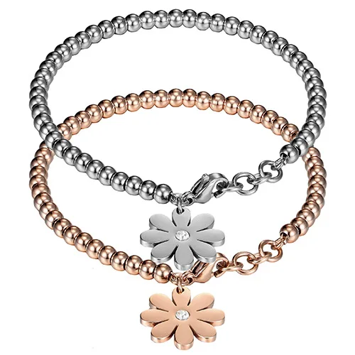 Модный бренд, нержавеющая сталь, розовое золото, цвет лучше, маленький браслет с цветами из кристаллов, женский браслет, вечерние, подарок
