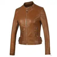 New 2019 Women's Winter Autumn Brown bomber motorcycle Leather jackets women 5 color brand jacket jaqueta de couro Women coat