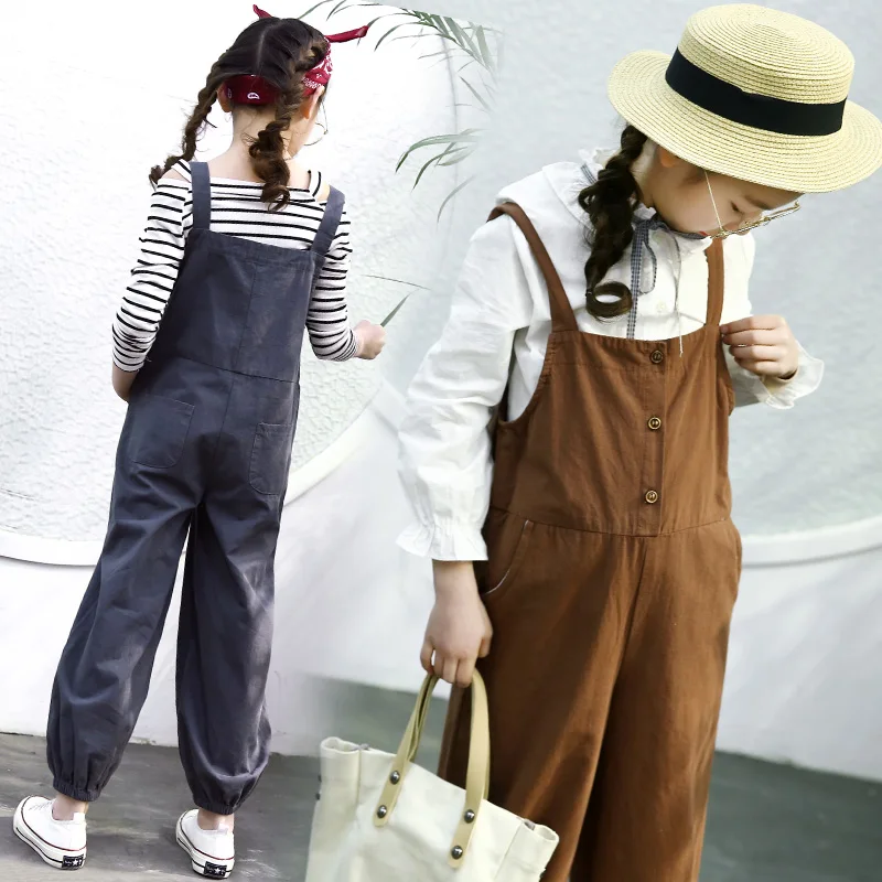 

INS hot girls Overalls 2019 spring and autumn new children's Korean loose cotton bib pants kids trousers all-match