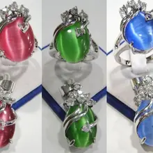 3 цвета-шарм зеленый/розовый/синий опал 18KGP CZ кулон кольцо набор можно выбрать