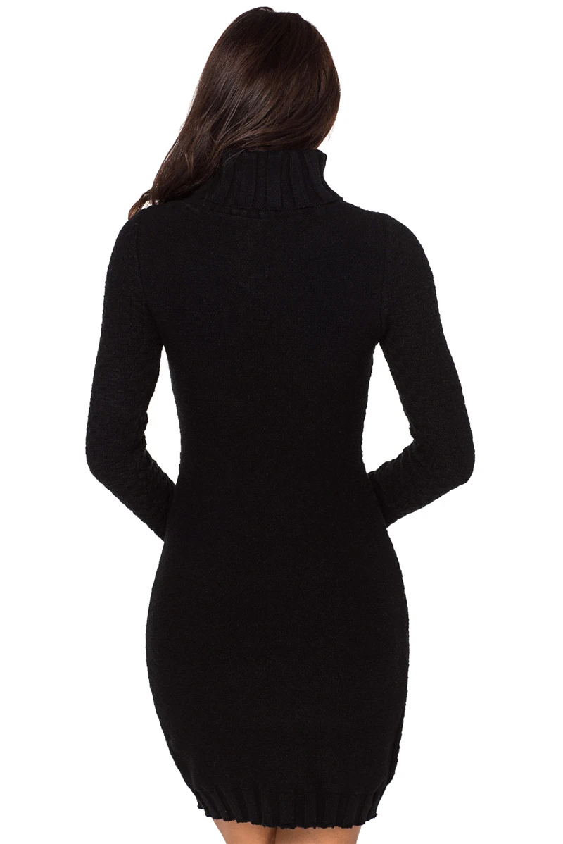 Black-Stylish-Pattern-Knit-Turtleneck-Sweater-Dress-LC27867-2-2