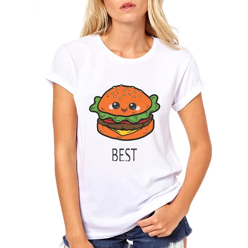 BFF Hamburger chips juice best friends 3 forever t shirt women Homme Summer tops t-shirt Plus Size casual Tee