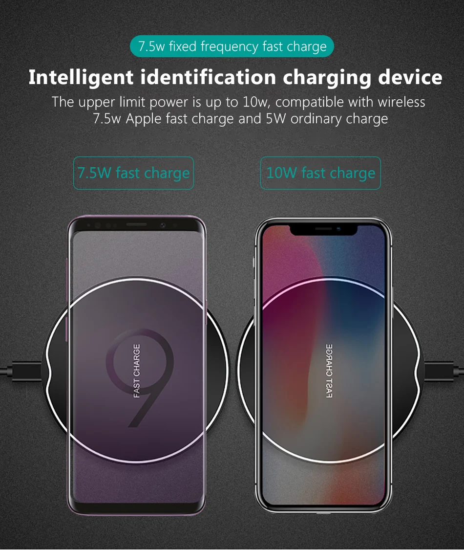 !ACCEZZ 10W Fast Qi Wireless Charger For iPhone X 8 Plus For Samsung Galaxy S9 S8 Plus S7 S6 Edge Wireless Charging 5W For Nokia (5)