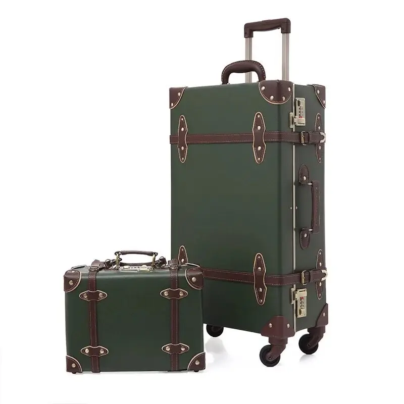 Travel Bag Rolling Luggage Men 2PCS/SET Vintage PP 12