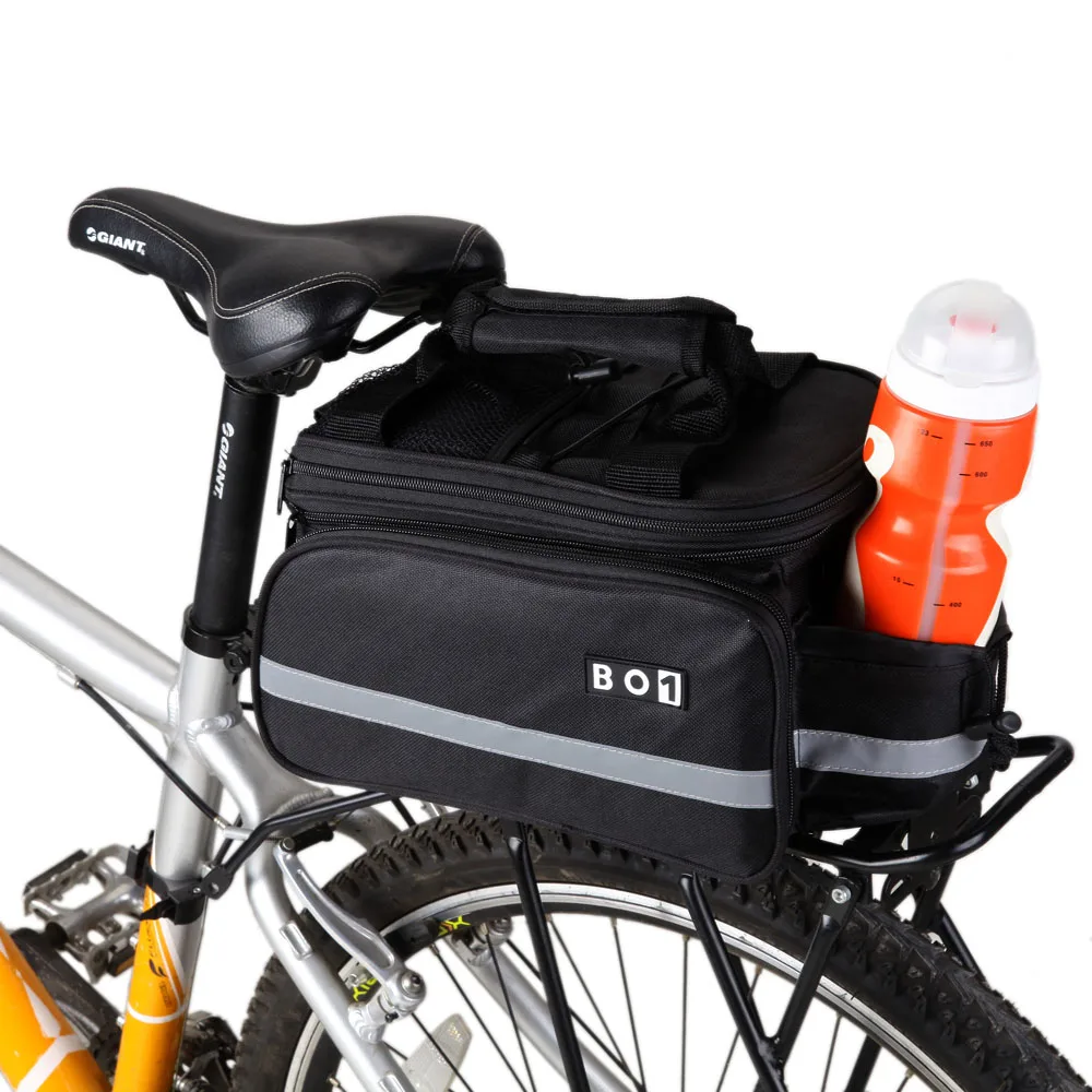 BOI Waterproof Bike Rear Seat Trunk Bag + Rain Cover Reflective