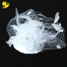 Xinyun белый чародей перо свадебные шляпа Головной убор простой Капелли да Cerimonia цветок с жемчугом и стразами женские вечерние платье Шапки