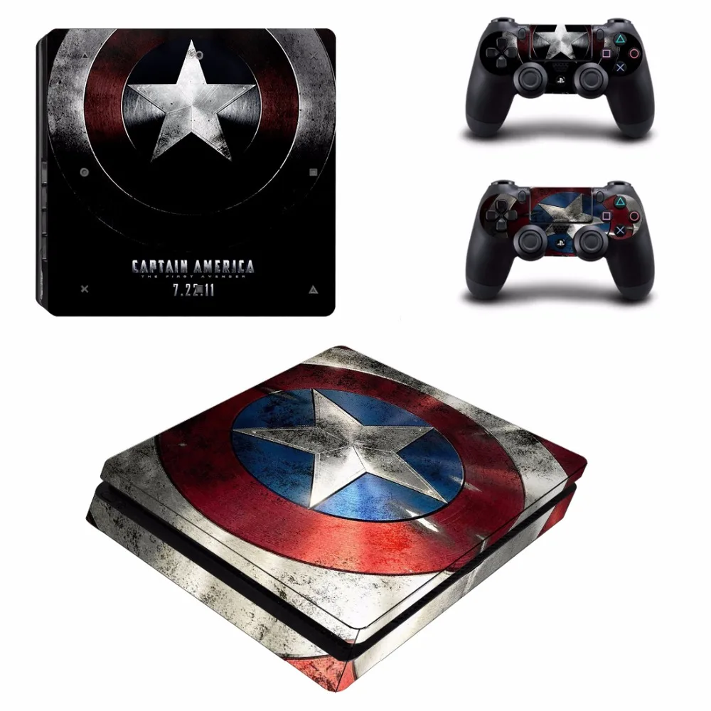 avengers captain america ps4 slim skin sticker for playstation 4 console and 2 controllers ps4 slim - fortnite psn skin