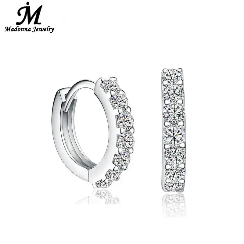 

Fashion Style Women Dangle Earrings Single Row Super Flash Crystal Silver Plated Jewelry Female Korean Jewelry Wholesale Brincos