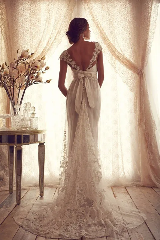 Винтаж Кружева платье невесты Русалка Империя Cutsom сделал платье vestido de noiva Casamento de Noiva для матери невесты платья