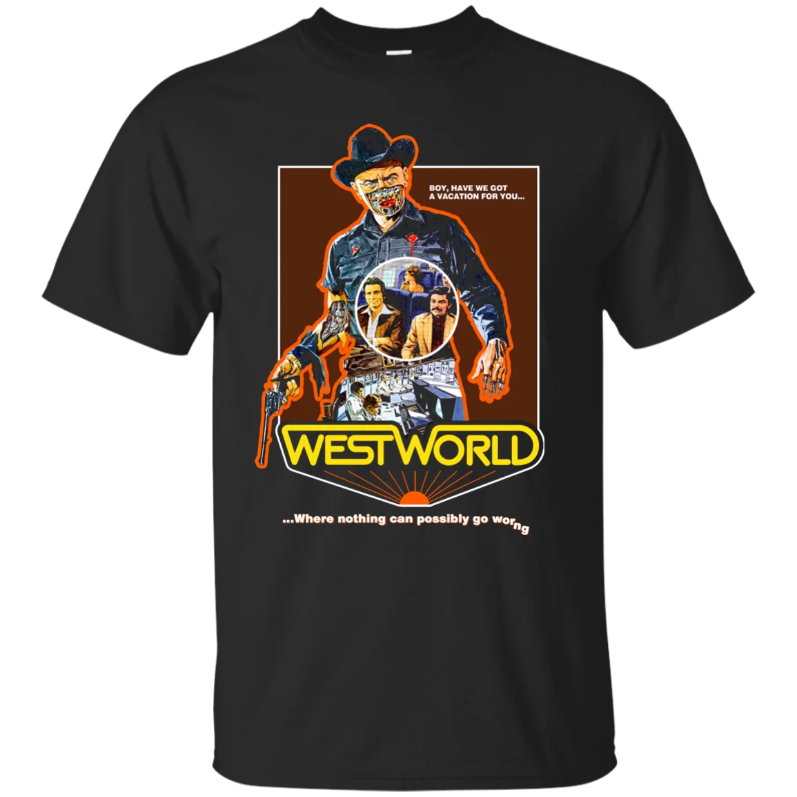 

Westworld, 1973, Yul Brenner, Science Fiction, Movie, G200 Gildan T-Shirt Cool Casual pride t shirt men Unisex New Fashion