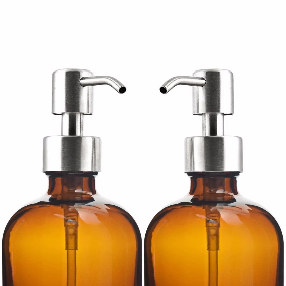 16 Oz Large 500ml Liquid Soap Dispenser Amber Gl Pump Bottle With 16 Oz Large 500ml Liquid Soap Dispenser Amber Gl Pump Bottle With Stainless Steel Lotion For Homemade Lotions Detergent In Refillable Bottles From