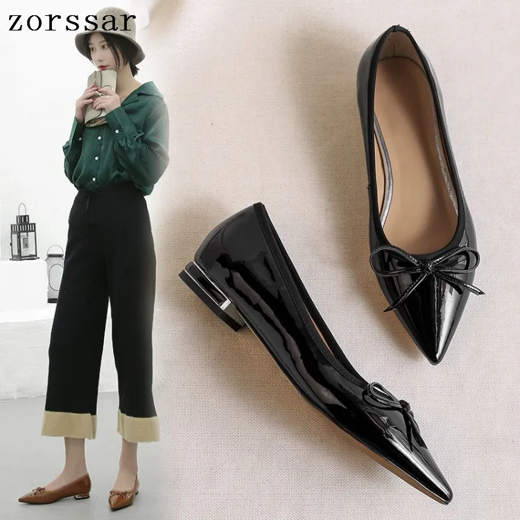 

Plus Size Women Ballet Flat Pointed Toe Shoes Patent leather Slip on Ladies loafers Shoes Flats Woman Moccasins Female Footwear