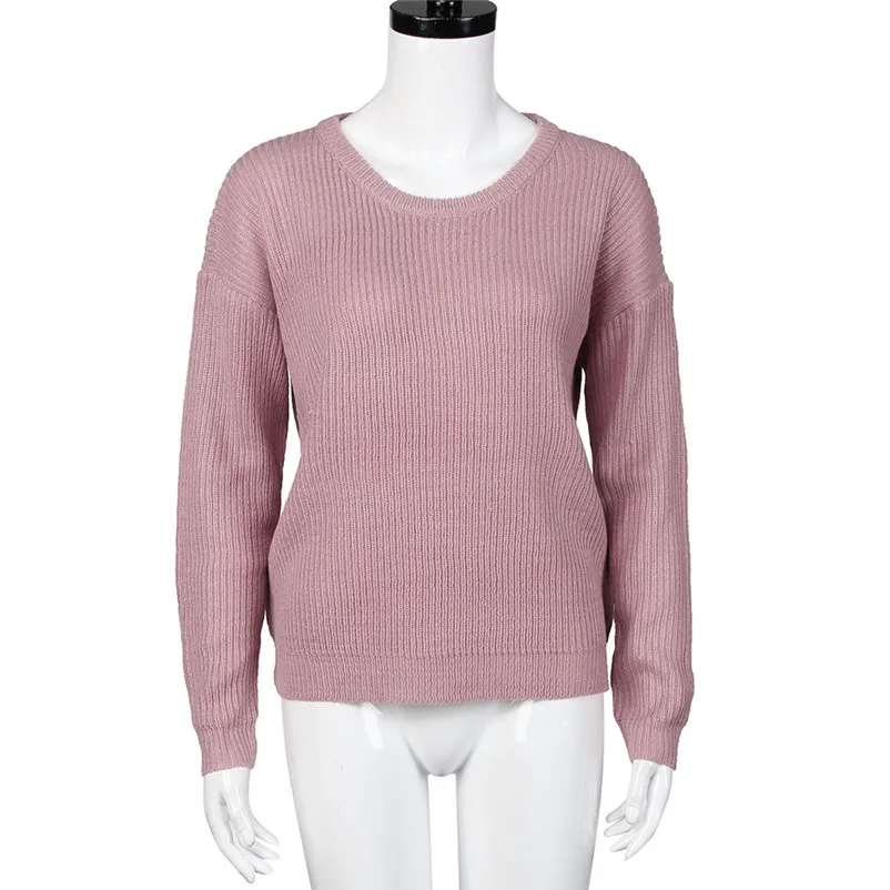 HOT sell sweaters fashion 2018 women Solid Casual Loose Fall Winter Sweater Long Sleeve female Knitted Tops Invierno O09#N (12)
