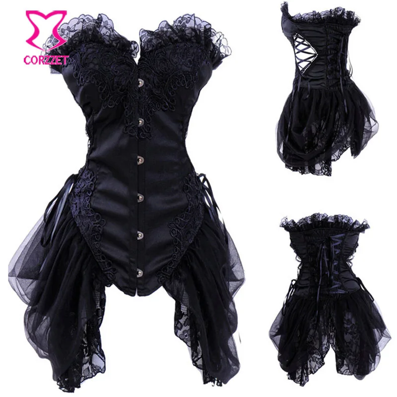 Готическая одежда черная без бретелек обтягивающая Талия|corset style prom dress|dress mecorset