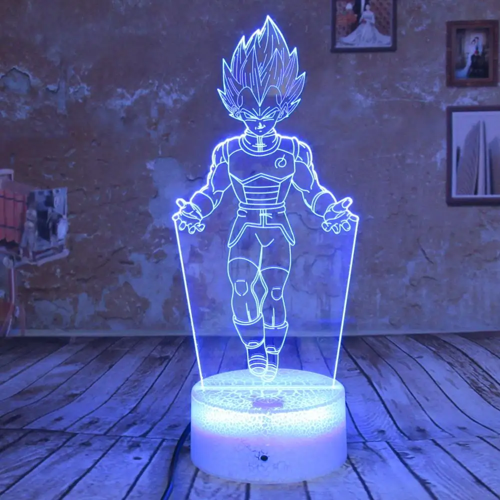 Dragon Ball Z Super Saiyan Goku 7 цветов Светодиодная лампа настольная с дистанционным
