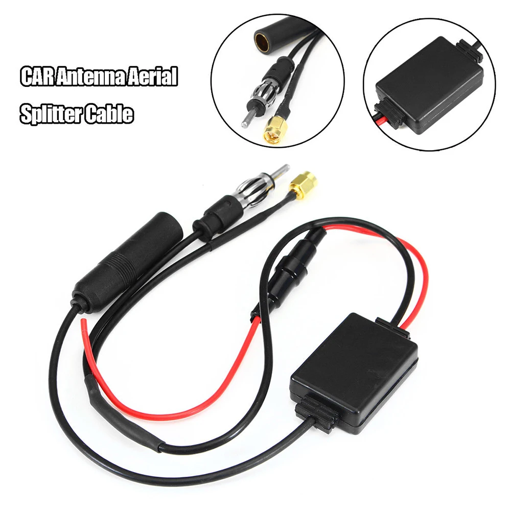 

1Pc FM/AM DAB + Car Antenna Aerial Splitter Cable Adapter Radio Signal Amplifier Antenna Signal Booster 88-108MHz