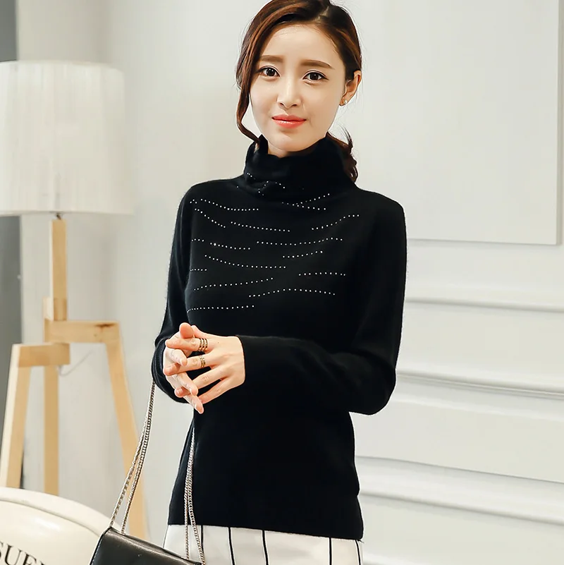 adohon 2018 womens winter Cashmere sweaters and auntmun women knitted Pullovers Turtleneck High Quality Warm Female Solid