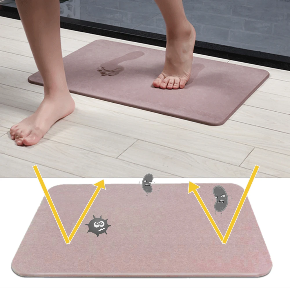 Anti Skid Diatomaceous Earth Bath Floor Mat Bath Mats Washable And