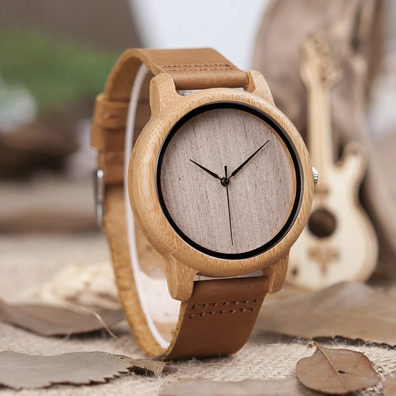 Мужские часы BOBO BIRD, бамбуковые деревянные часы для мужчин и женщин с мягким кожаным ремешком C-A19