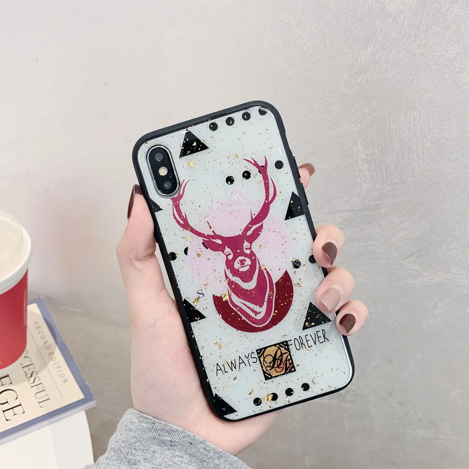 Cute Gold Foil Bling Glitter Expoxy Phone Case For iPhone X XS MAX XR 7 8 Plus Cases 6 6S Soft TPU Silicon Cove |