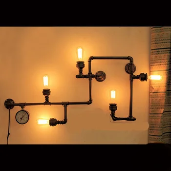 

Water pipes source set produced pipe LED industrial loft retro coffee bar decoration creative personality pipe wall lamp SG20