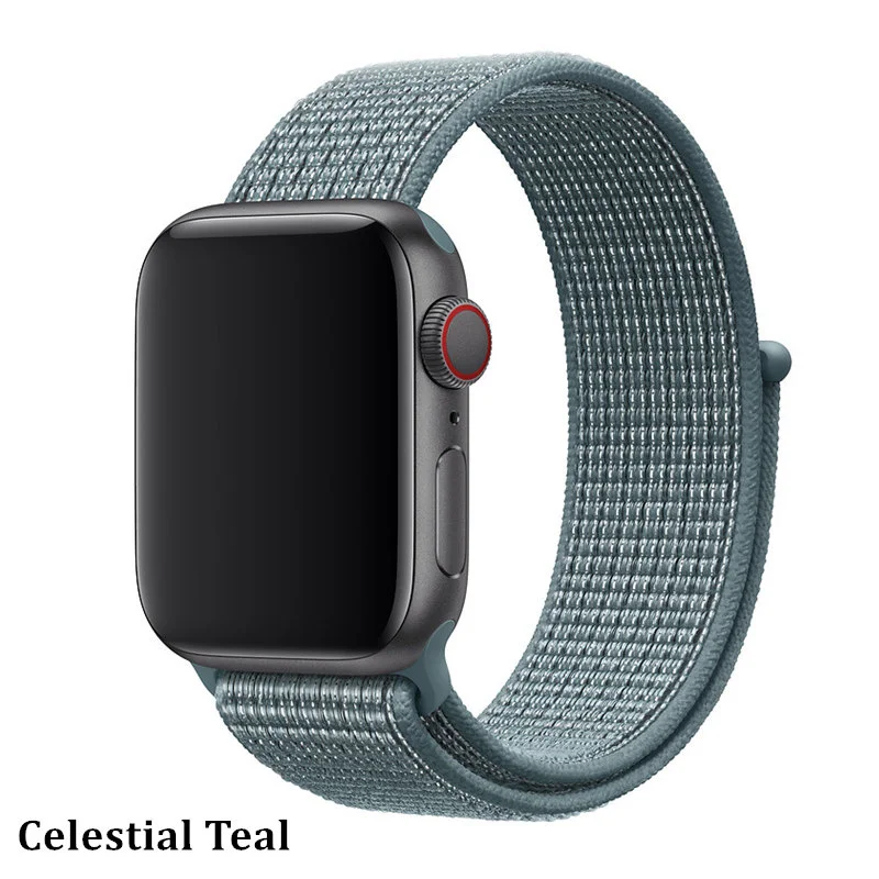 Нейлоновый ремешок для apple watch 5 4 band correa apple watch 44 мм 42 мм 40 мм 38 мм iwatch 5 4 3 2 1 цветной браслет - Цвет ремешка: Celestial Teal