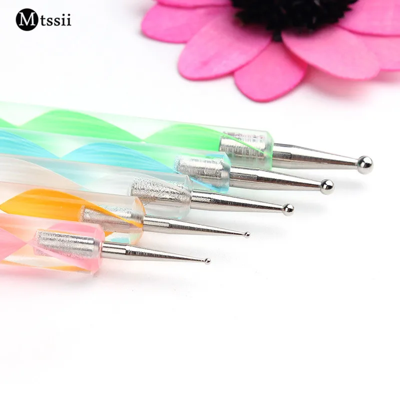 

5Pcs/Set Acrylic Double Ended Dotting Tools Nail Dotting Pen Kits Nail Art Paint Tool Blue/Pink/White/Green/Yellow