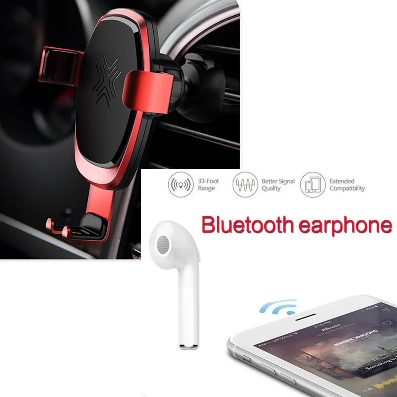 Red with earphone Высококачественное металлическое автомобильное беспроводное зарядное устройство для iPhone X 8 Plus Gravity быстрая Беспроводная зарядка Автомобильный держатель для смартфона - Цвет: Red with earphone