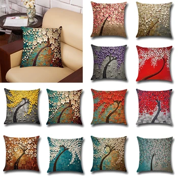 

New Nordic Tree Three-dimensional Painting Pillows Decor Home Decoration Cotton Pillow Case 45*45cm Cushion Cover For Sofa Car