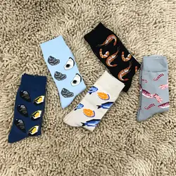 2018 новые модные мужские хлопковые носки с принтом морепродуктов теплые цветные Повседневные носки