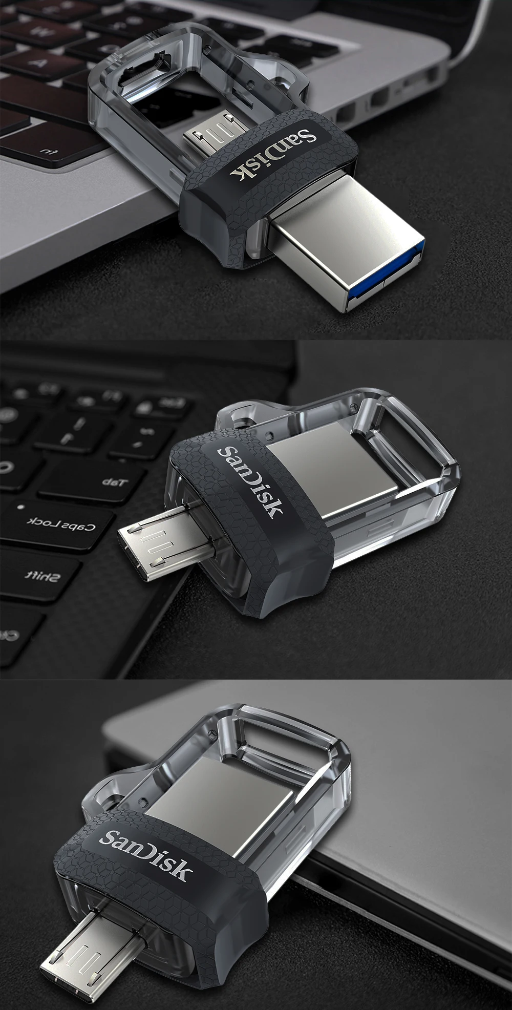 Двойной Флеш-накопитель SanDisk OTG Dual USB флэш-drivepen 16 Гб оперативной памяти, 32 Гб встроенной памяти, 64 ГБ 128 ГБ накопитель USB 3,0 150 МБ/с. USB флэш-накопитель для ПК и телефонов на базе Android