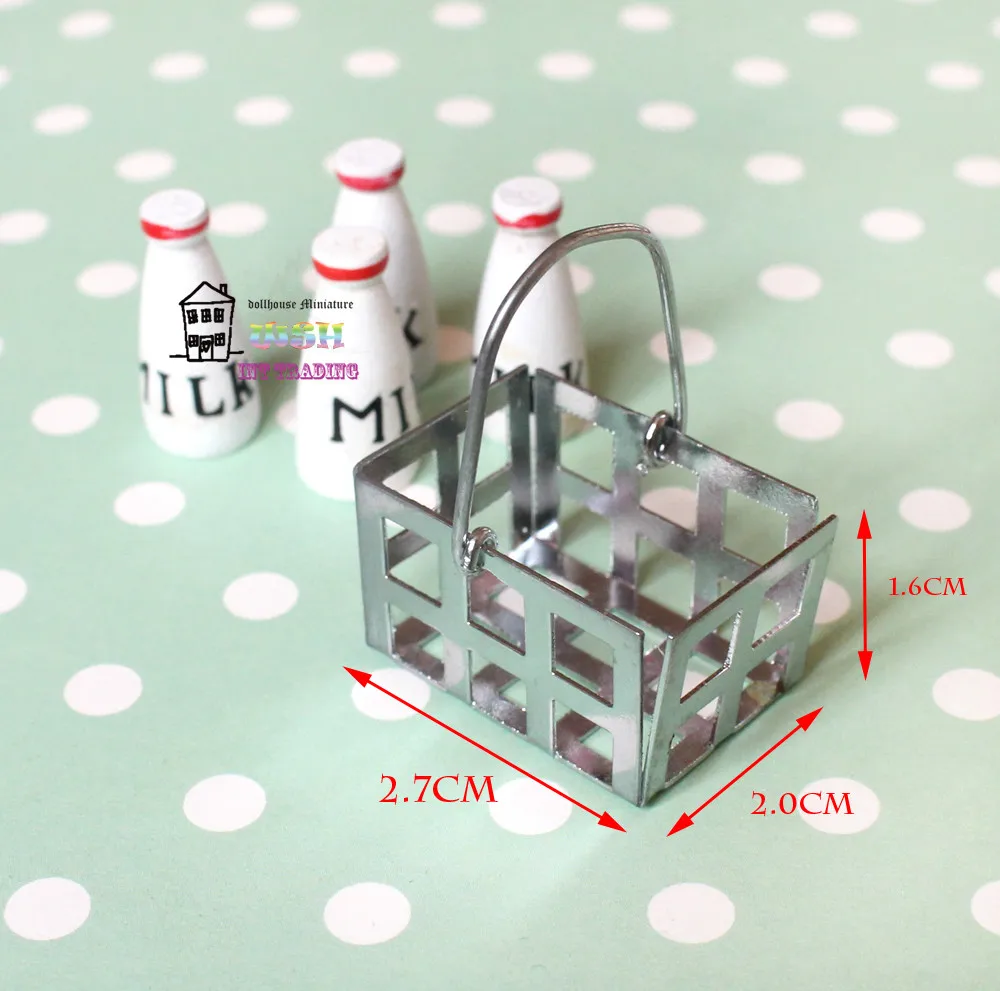 1:12 миниатюрная кукла кукольный домик аксессуары металлическая корзина 4 бутылки молока 5 шт