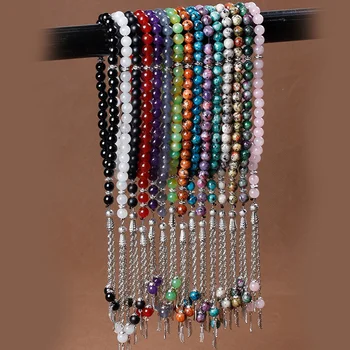 

HAPROSE 2018 New natural black stone bracelet Round Shape beads Prayer beads Islamic Muslim Tasbih Allah Rosary Free shipping