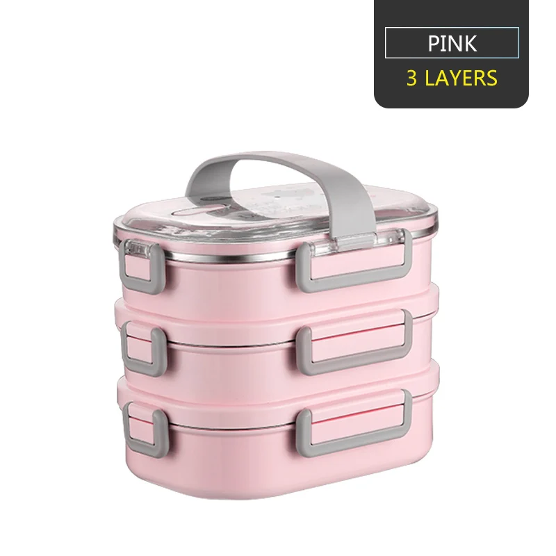 3 Layer Pink VandHome коробка для ланча для детей японский 304 из нержавеющей стали Bento box герметичный детский Bento Ланч-бокс контейнер для - Цвет: 3 Layer Pink